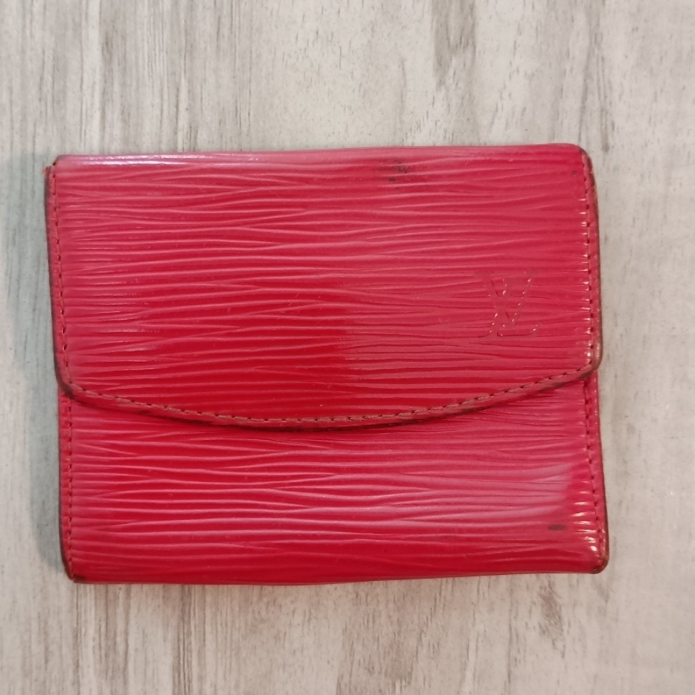 Louis Vuitton Womens Red Epi Leather Coin Purse Holder Envelope Wallet